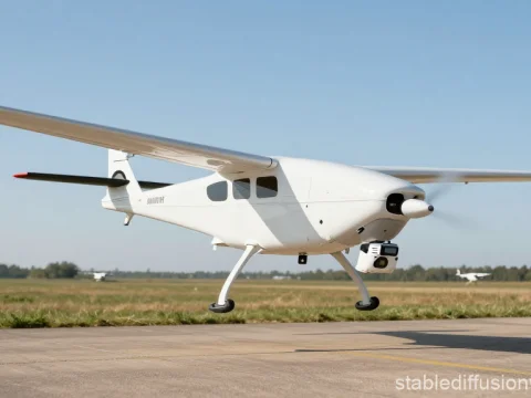 White Drone Aircraft Taking Off on Runway
