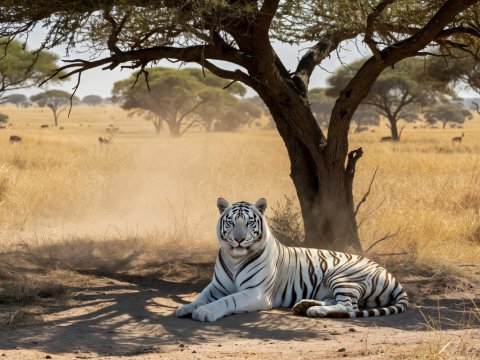 White Tiger in Savannah Shade