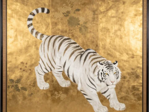 White Tiger on Gold Leaf Screen
