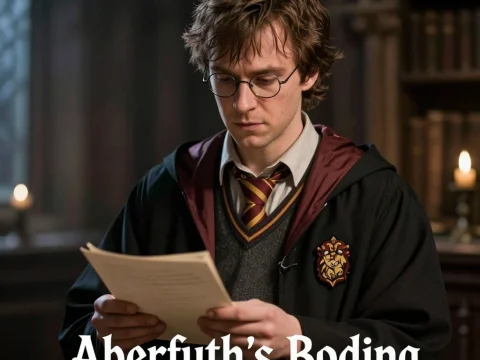 Wizard in Gryffindor Robes Reading a Document