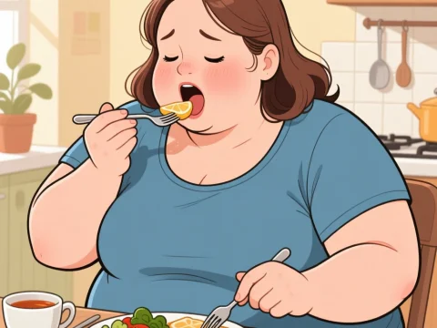 Woman Eating Lemon Slice at Kitchen Table