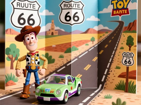 Woody Toy and Car on Route 66 Playset