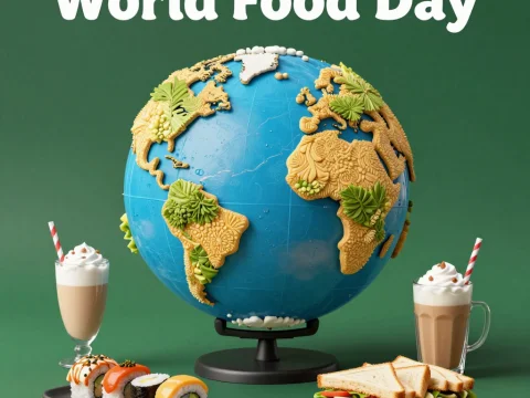 World Food Day Globe with Diverse Foods