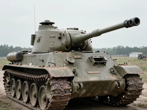 WWII Era Tiger Tank on Battlefield