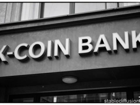 X-Coin Bank Signage in Black and White