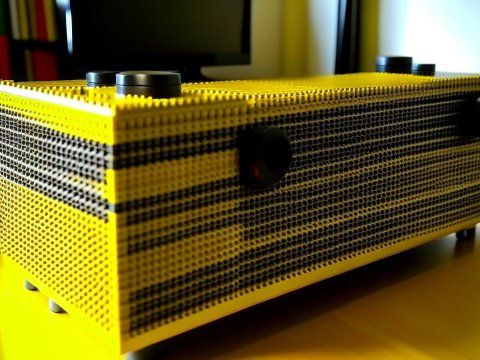 Yellow and Black Sound Bar Made of Building Blocks