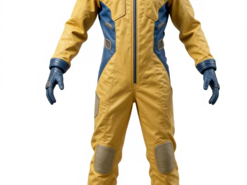 Yellow and Blue Sci-Fi Space Suit with Gloves and Boots