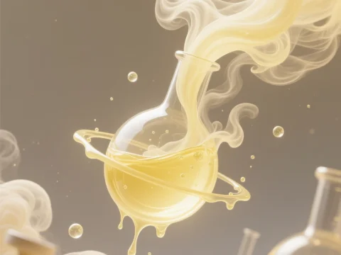 Yellow Fuming Liquid in Floating Glass Flask
