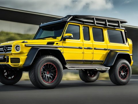 Yellow Mercedes-Benz G-Class SUV on Road