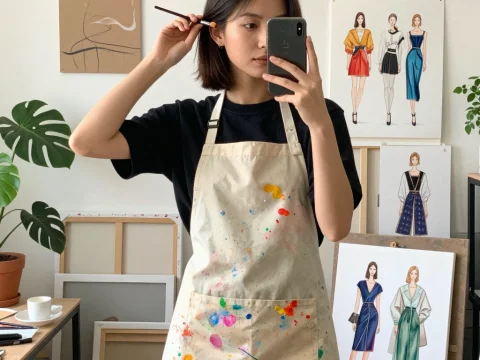 Young Artist Taking Mirror Selfie in Studio