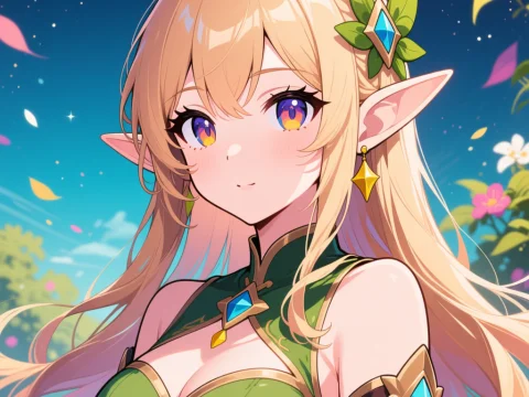 Young Elf Woman in Fantasy Anime Style