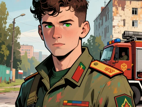 Young Fire Sergeant in Urban Setting