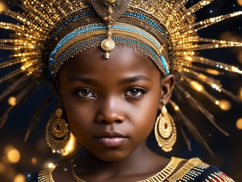 Young Girl in Ornate Traditional Zulu Headdress