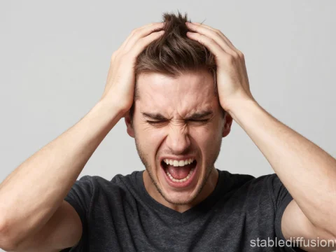 Young Man Screaming in Frustration