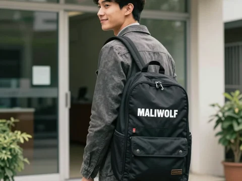 Young Man Wearing Black Maliwolf Backpack Outdoors