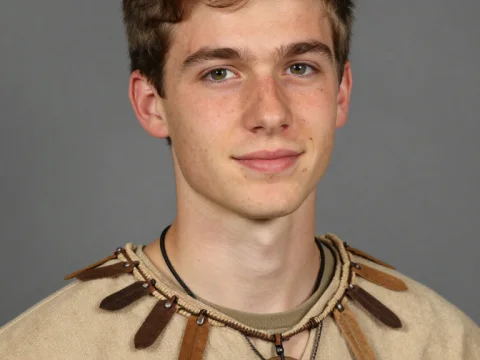 Young Man Wearing Traditional Tribal Necklace