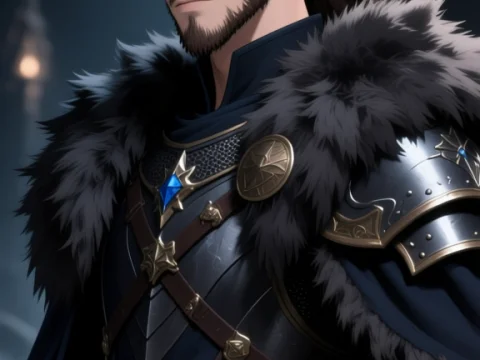 Young Northern King with Scar and Blue Eyes