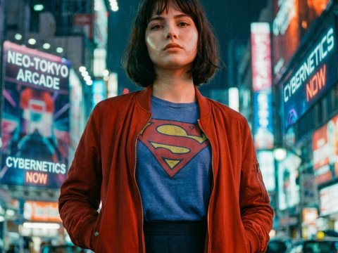 Young Woman in Neo-Tokyo Cyberpunk Night