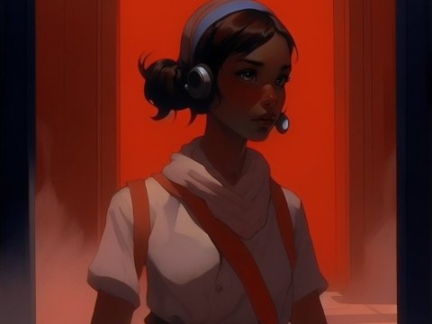 Young Woman with Headset in Warm Light