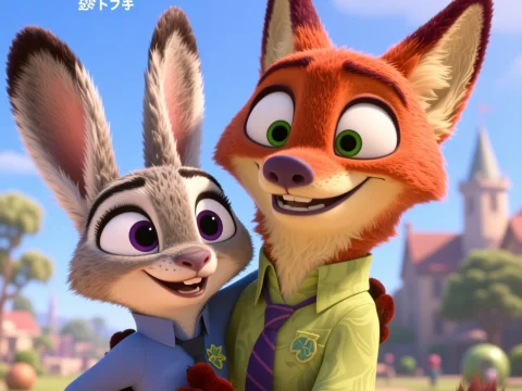 Zootopia Characters Judy Hopps and Nick Wilde Embrace